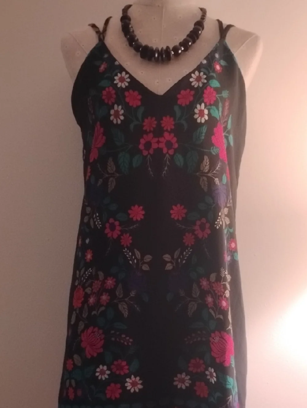 Xhilaration Black Floral Mini Dress with Vibrant Floral Accents - Picture 2 of 8
